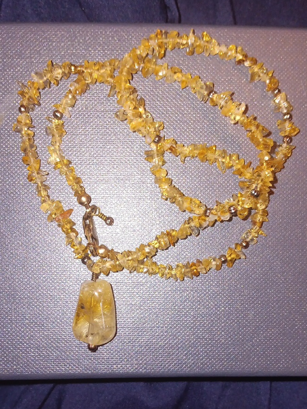 Citrine Chip and Pendant Necklace - 14 K 1/20 Gold-Filled Jewelry